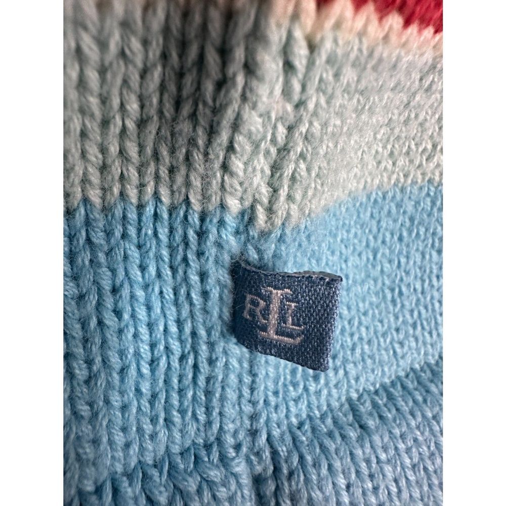 Lauren Ralph Lauren Womens Petite Small Sweater Blue Orange Cream Serape Striped - Picture 11 of 11